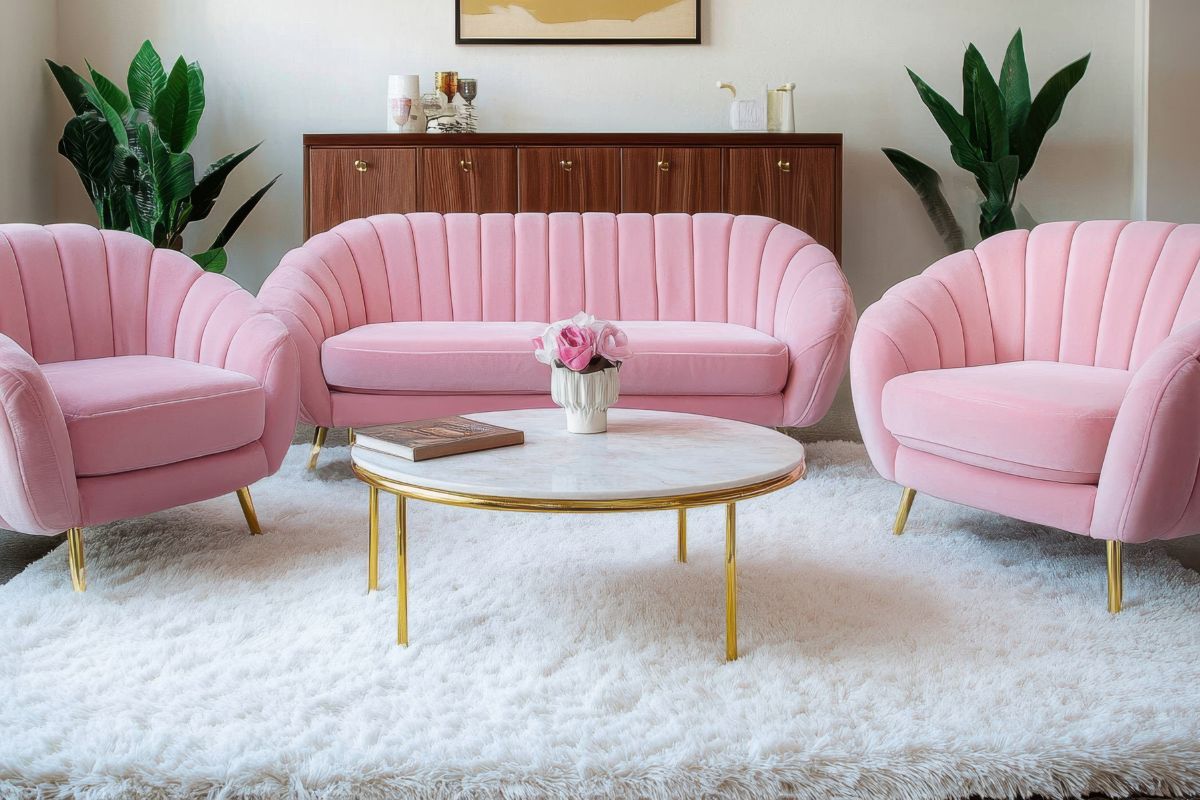 fauteuils rose arrondis